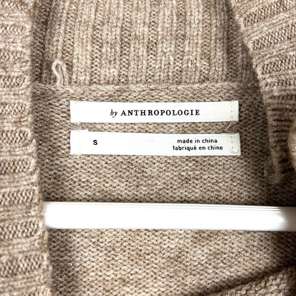 Anthropologie Margarita Button Mock Neck Sweater Tunic in Taupe Beige - Picture 5 of 6